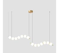 MOCHAMIK full copper dining room chandelier, creative long magic bean art for hotel front desk study bar,all (100 long) double