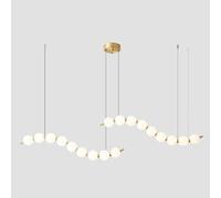 MOCHAMIK full copper dining room chandelier, creative long magic bean art for hotel front desk study bar,all (125 long) double.