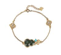 MOCHAMIK Girls accessories 925 Sterling Silver Bracelet Vintage for Women Gilded Jade Gourd Classical Jewelry Charm Summer Beach Birthday Gift