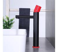MOCHAMIK Gold Black Chrome Basin Faucet Brushed Brass Single Handle Tap Bathroom Sink Mixer Creative Faucets Crane(Red Black Tall)