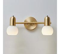 MOCHAMIK Gold Brushed Brass Bathroom Vanity Light Fixtures with Glass Globe Wall Sconces Stylish Wall Lamp for Mirror Dressing Table Vanity Table Dual Head for Enhanced Lighting
