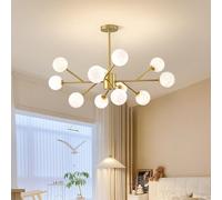 MOCHAMIK Gold Chandelier Ceiling Light12 Adjustable Globe Pendant Fixture G9 Hanging Light for Living Room Dining Bedroom KitchenMetal Iron Tricolor Dimming