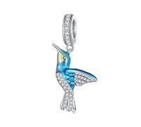 MOCHAMIK Green Humming bird Beads Style Bird Swallow Silver Animal Pendants Beads for Spring Earring Bracelet Necklace