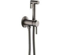 MOCHAMIK Handheld Bidet Sprayer Kit for Toilet with Wall Mount Brass Single Handle Cloth Diaper Sprayer Set 150cm Shower Hose Included (Gray)