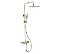MOCHAMIK High Pressure Wall Mounted Rain Shower System with Waterfall Spout Dual Head HandhelAnd Rainfall Shower Faucet Set for SpaLike Bathroom Experience