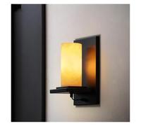 MOCHAMIK Industrial Marble Wall Sconce with Vintage Iron Stone Finish Country Wall Lamp