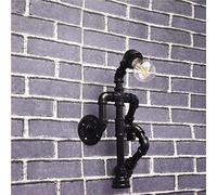 MOCHAMIK Iron Robot Water Pipe Wall Lamp Steampunk Style Loft Industrial Retro Wall Light Creative Iron Tube Eye Protection LED Wall Sconce for Living Room Bedroom Study Dining E27 (Color : Metallic)