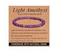 MOCHAMIK Light Amethyst - Rich Protection - Handmade Handmade Yoga Stretch Elastic Bracelet Natural Stone Crystal Healing Power Energy Gifts for Unisex Adult 10mm