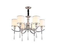 MOCHAMIK Living Room Home Bedroom Light,Living Study Balcony,Dining Light,E27 Nordic Light Luxury Crystal Chandelier, Fabric Chandelier-Chrome 6 Head
