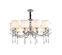 MOCHAMIK Living Room Home Bedroom Light,Living Study Balcony,Dining Light,E27 Nordic Light Luxury Crystal Chandelier, Fabric Chandelier-Chrome 10 Head