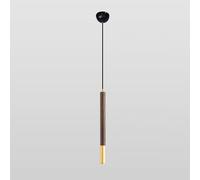 MOCHAMIK Long Tube Chandeliers Walnut Grain Finish Ceiling Pendant Lights Cylindl Aluminum Drop Light 3W LED Warm White Lamp for Living Room Foyer Hallway Staise