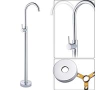 MOCHAMIK Luxury Antique Brass Floor Standing Bathtub Faucet Chrome Mixer Tap Single Handle Hot & Cold Water Elegant Bathroom Fixture Bath Accessories