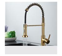 MOCHAMIK Matte Black Kitchen Faucet with Pull Down Sprayer, Single Handle, 360° Swivel, Brushed Gold Finish, Easy Installation, and Stylish