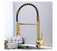 MOCHAMIK Matte Black Kitchen Faucet with Pull-Down Sprayer, Single Handle, 360° Swivel, Gold Accents, for Easy Use and Stylish Home Decor