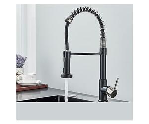 MOCHAMIK Matte Black Kitchen Faucet with Pull Down Sprayer, Unique Handle, 360° Rotation, Finish, Pull-Out Tap for Easy Cleaning and Versatile Use