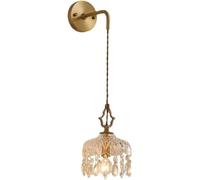 MOCHAMIK Minimalism Retro Light Luxury Crystal Wall Light French All Copper Wall Lamp Hallway Porch Bedside Balcony Corridor Wall Sconce Lighting Fixture Kitchen Background Hallway Wall Lamp,Cry