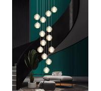 MOCHAMIK Moderne minimaliste surdimensionné long escalier créatif cristal lampes pendentives multi boule de verre grand plafond pour le salon hôtel villa(Size:15 balls)