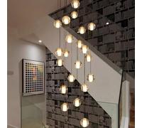 MOCHAMIK Moderne minimaliste surdimensionné long escalier créatif cristal lampes pendentives multi boule de verre grand plafond pour le salon hôtel villa(Size:20 balls)