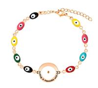 MOCHAMIK Multi Color Enamel Stainless Steel Bracelet Evil Eye Engraved Faith Can Carry Mountains/For God Nothing Impossible Mustard Seed