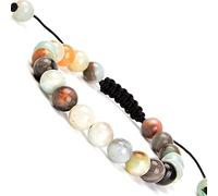 MOCHAMIK Natural Healing Power Gemstone Crystal Beads Unisex Adjustable Macrame Bracelets