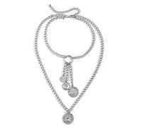 MOCHAMIK Necklace Chain for Women, Multi-Layer Necklaces 2 Layer Coin Adjustable Necklace for Party Anniversary Women Girls
