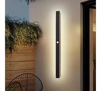 MOCHAMIK Outdoor Motion Sensor Wall Light24W Waterproof Black Aluminum Lamp for Garden IP65 Warm White Mains Powered 80cmSmart Lighting for Outdoor Security