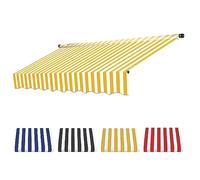 MOCHAMIK Outdoor Patio Awning Replacement Fabric, Waterproof 280g Polyester Canopy, Yellow & White Markisenstoff for Balcony Sunshade, Garden Shelter, 3.5m Size