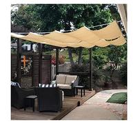 MOCHAMIK Outdoor Patio Pergola Canopy Kit with Retractable Slide Wire Wave Sun Shade Sail Breathable Replacement Cover for Gazebo Deck Beige 1mx11m