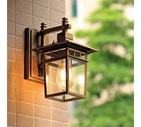 MOCHAMIK Outdoor Wall Light E27 Light Socket Wall Sconce Retro LED Wall Light Waterproof and Rust-proof Lamps Die-cast Aluminum + Glass Lampshade Texture (Color : Metallic Size : 22 * 29cm)