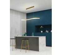 MOCHAMIK Pendant Light LED Dining Room Linear Chandelier Dimmable with Remote Control Hanging Lamp for Cooking Island Table Office Height Adjustable White Shade (Gold,100cm)