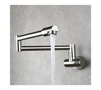 MOCHAMIK Pot Filler Faucet Wall Mount Kitchen Faucet Folding Stretchable with Double Swing Arms Solid Brass Kitchen Sink FaucetBlack,Brushed