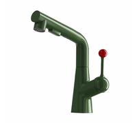 MOCHAMIK Pull Out Bathroom Mixer Basin Tap 3 Functions Hot and Cold Brass Bathroom Sink Taps Single Hole Green