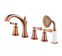 MOCHAMIK Rain Shower HeaSetDeck Mounted Dual Lever Mixer Tap for BathtubAdjustable Rotating FaucetSl athroom Accessories for Contemporary Homes