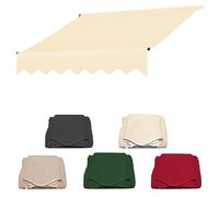 MOCHAMIK Replacement Canvas Awning Fabric, Waterproof 280g Polyester for Balcony & Patio, Garden Sunshade Canopy, Red & White, 4m Outdoor Sun Protection Cover