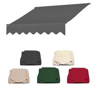 MOCHAMIK Replacement Canvas Awning Fabric, Waterproof 280g Polyester for Balcony & Patio, Garden Sunshade Canopy, Red & White, 4m Outdoor Sun Protection Cover