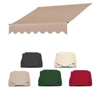 MOCHAMIK Replacement Canvas Awning Fabric, Waterproof 280g Polyester for Balcony & Patio, Garden Sunshade Canopy, Red & White, 4m Outdoor Sun Protection Cover