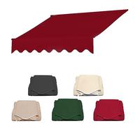 MOCHAMIK Replacement Canvas Awning Fabric, Waterproof 280g Polyester for Balcony & Patio, Garden Sunshade Canopy, Red & White, 4m Outdoor Sun Protection Cover