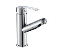 MOCHAMIK Retractable Bathroom Faucet Single Handle Basin Mixer Tap for Hot and Cold Water Stainless Steel 360° Rotatable Lavatory Pull Down Sink for Washbasin,Plating