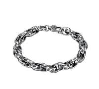 MOCHAMIK Retro Coarse Buddhist Six Character True Word Bracelet, Women's S925 Sterling Silver Buddhist Six Character True Word Bracelet