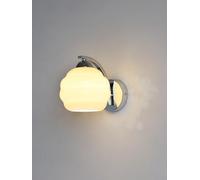 MOCHAMIK Retro Industrial Wall Lamp Art Deco LED Light with Glass Lampshade Sconce Color:Gold+White Mounted for Bedroom Living Room Study Dining Stairs Porch Hallway Resta (Silver+white)