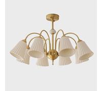 MOCHAMIK Retro White Ceramic Chandelier, French Cream-Style Vintage Cream Pendant Light, Rustic Lighting, Antique Lamp, Country Style Lighting,8 heads