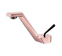 MOCHAMIK Rose Gold Single Handle Bathroom Sink Faucet Deck Mounted Brass Basin Mixer Tap Stylish Single Hole Lavatory Faucet for Contemporary Bathrooms