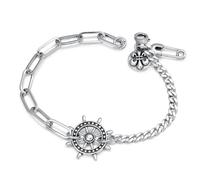 MOCHAMIK Rudder Bracelet, Women's Personalised S925 Sterling Silver Bracelet,Silver,18cm