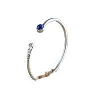 MOCHAMIK S925 Ladies Vintage Silver Bracelet Matte Lapis Lazuli Creative Carving Luxury Temperament Personality Gift Chinese Classic