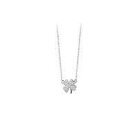MOCHAMIK S999 sterling silver diamond four-leaf necklace women's light luxury style small fresh clavicle chain versatile