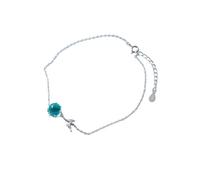 MOCHAMIK Silver Bracelet,Sterling Silver Bracelet for Women Dainty S925 Silver O Shaped Chain Bangle Adjustable Aquamarine Fishtail Charm Bracelets Jewellery Gifts for Women