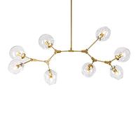 MOCHAMIK Sputnik Chandelier 9-Lights Irregular Ceiling Light Vintage Gold Industrial Metal During for Kitchen Island Dining Room Sink-Clear The lampshade 8-Lights