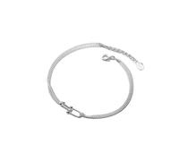 MOCHAMIK Sterling Silver Bangle,Sterling Silver Bracelet for Women S925 Silver Double Layer Chopin Chain Bangle Adjustable U Shaped Bucklel Charm Bracelets Jewellery Gifts for Women