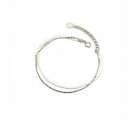 MOCHAMIK Sterling Silver Bracelet,Sterling Silver Bracelet for Women S925 Silver Beaded Flat Snake Bone Chain Double Layer Bangle Adjustable Silver Bracelets Jewellery Gifts for Women