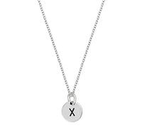 MOCHAMIK Sterling Silver Round Engraved Letter Necklace for Women - Name Initial Disc Pendant on Curb Chain - Custom A to Z 925 Silver Alphabet Necklace - Minimalist Personalised Jewellery Gift